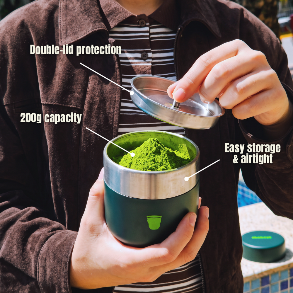 Chaboys Stainless Steel Matcha Powder Canister
