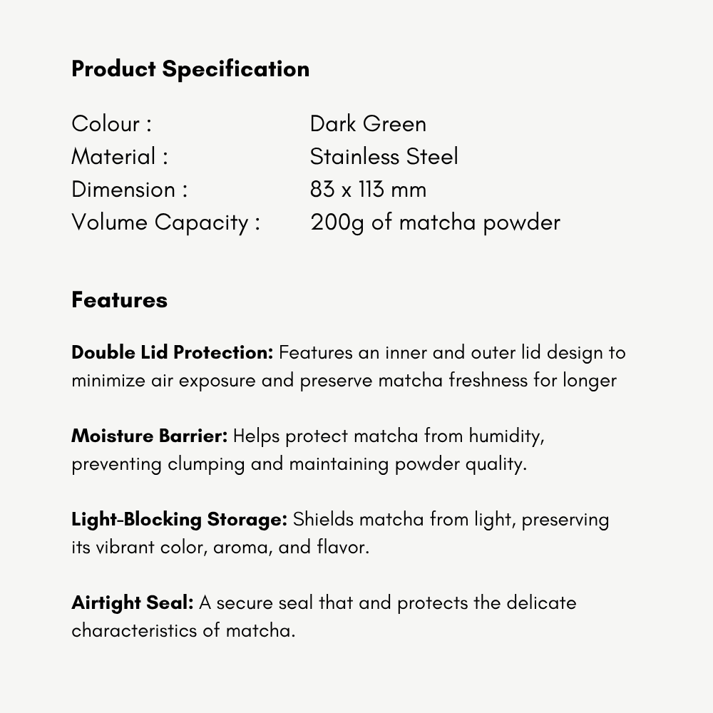 Chaboys Stainless Steel Matcha Powder Canister